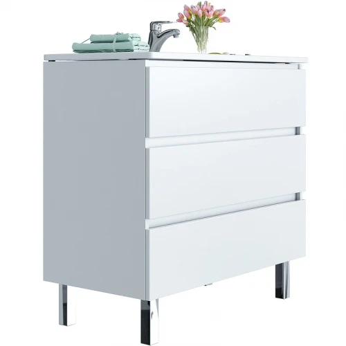 Тумба с раковиной SanVit Кубэ-3 100 kkube3100w Белая глянцевая МДФ / ЛДСП