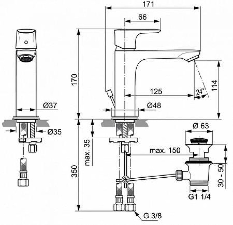Смеситель для раковины Ideal Standard Connect Air A7012A2 цвет Brushed Gold / Золото шлифованное