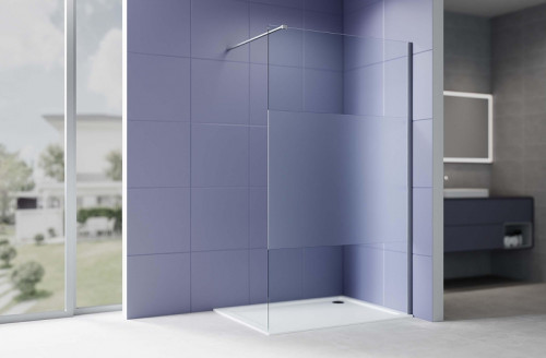 Душевая перегородка Aquatek Walk In 140 AQ.WI.140.3GM профиль Оружейная сталь стекло прозрачное с матовой полосой