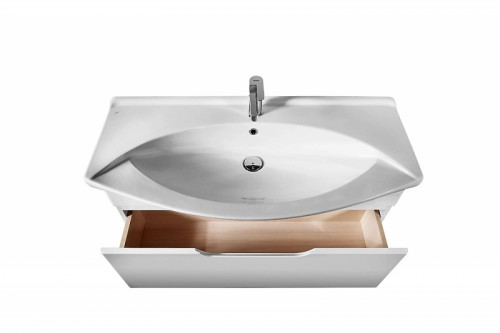 Тумба под раковину Dreja Laguna 85 99.0103 подвесная Белый глянец МДФ / ЛДСП