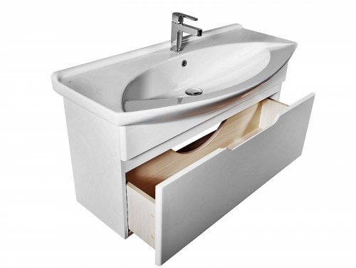 Тумба под раковину Dreja Laguna 85 99.0103 подвесная Белый глянец МДФ / ЛДСП