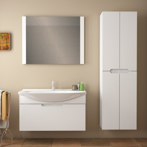 Тумба под раковину Dreja Laguna 85 99.0103 подвесная Белый глянец МДФ / ЛДСП