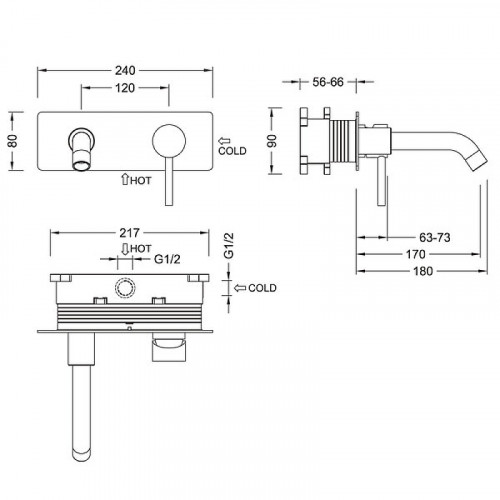 Смеситель для раковины Timo Saona 2371/17SM Золото матовое встраиваемый