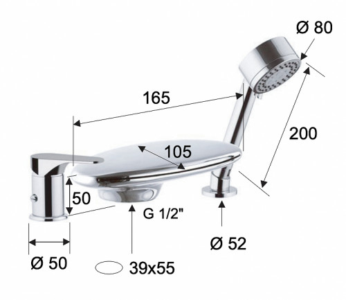 Смеситель на борт ванны Remer Class Line L07UF цвет Хром