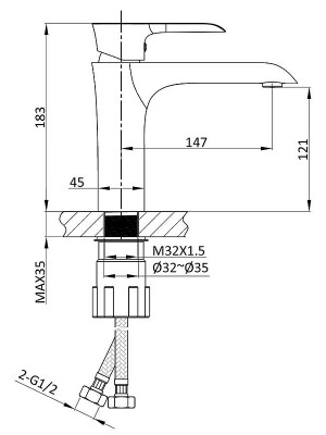 Смеситель для раковины Vincea Esse VBF-1E1MB Черный матовый латунь