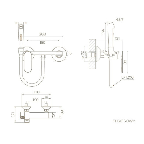 Гигиенический душ со смесителем Knotlor Dew FHS01S0WY цвет Белый