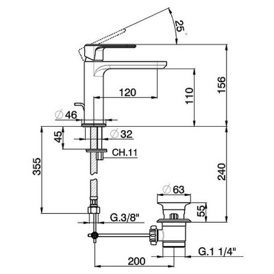 Смеситель для раковины Cisal LineaViva LV00051021 Хром латунь