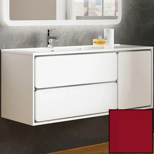Тумба с раковиной SanVit Бруно-2 120 L kbruno2120 в цвете Ral подвесная Красный глянец МДФ / ЛДСП