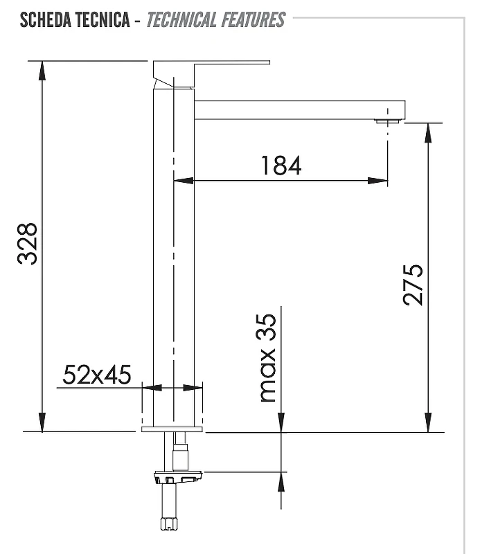 Смеситель для раковины Remer Q-Design QD10LXXL цвет Хром