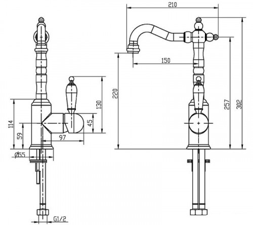 Смеситель для раковины Boheme Medici Ripresa 302-BSW Бронза латунь