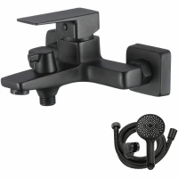 Смеситель для ванны WesnaArt Narcis NAR06-310BL-25201 Черный матовый латунь на стену