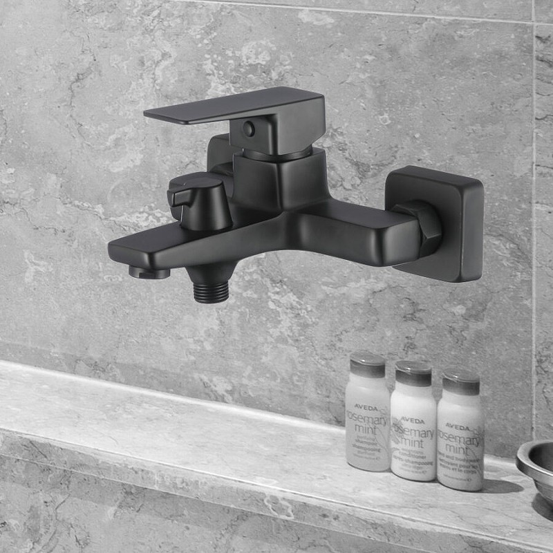 Смеситель для ванны WesnaArt Narcis NAR06-310BL-25201 Черный матовый латунь на стену