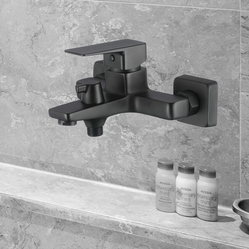 Смеситель для ванны WesnaArt Narcis NAR06-310BL-25201 Черный матовый латунь на стену