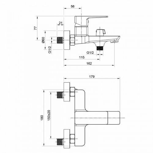 Смеситель для ванны WesnaArt Narcis NAR06-310BL-25201 Черный матовый латунь на стену