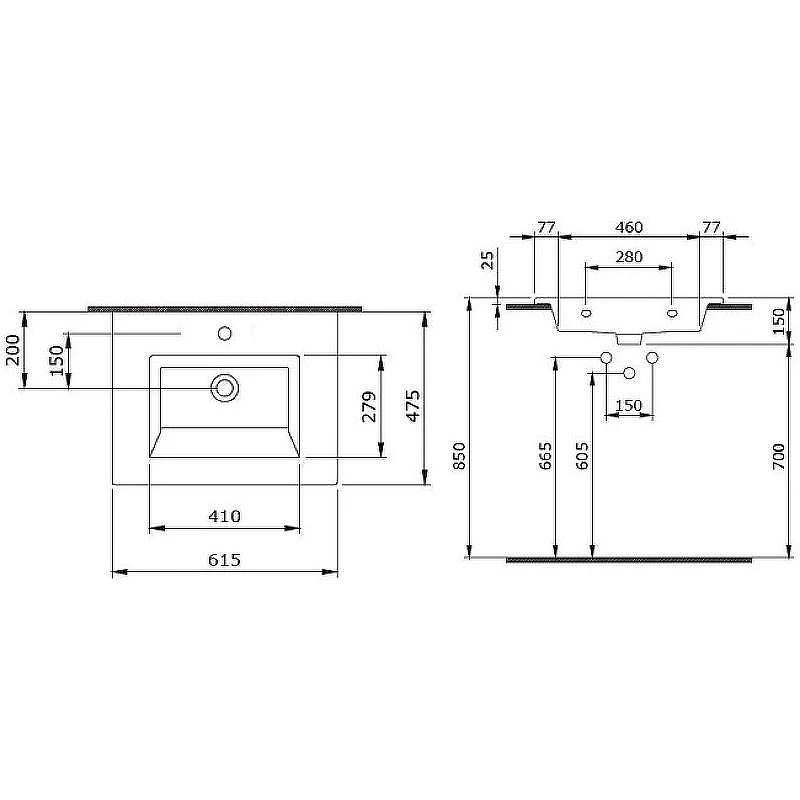 Раковина Bocchi Milano 60 1161-004-0126 Черная матовая