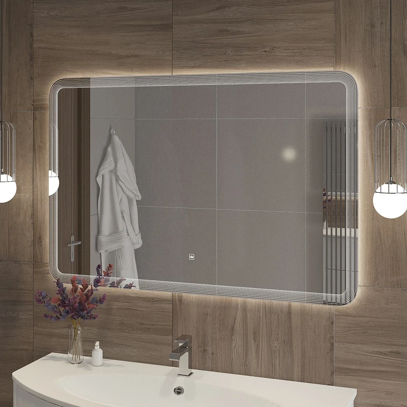 Зеркало Cezares Duet 120 CZR-SPC-DUET-1200-800-LED-TCH с подсветкой с лазерной гравировкой и сенсорным выключателем стекло