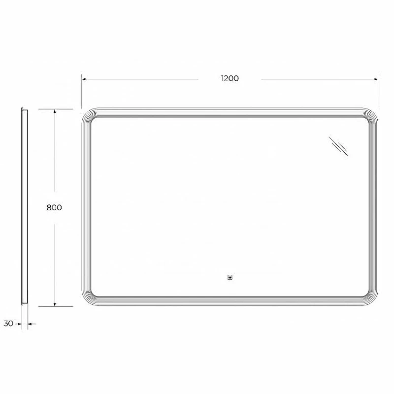 Зеркало Cezares Duet 120 CZR-SPC-DUET-1200-800-LED-TCH с подсветкой с лазерной гравировкой и сенсорным выключателем стекло
