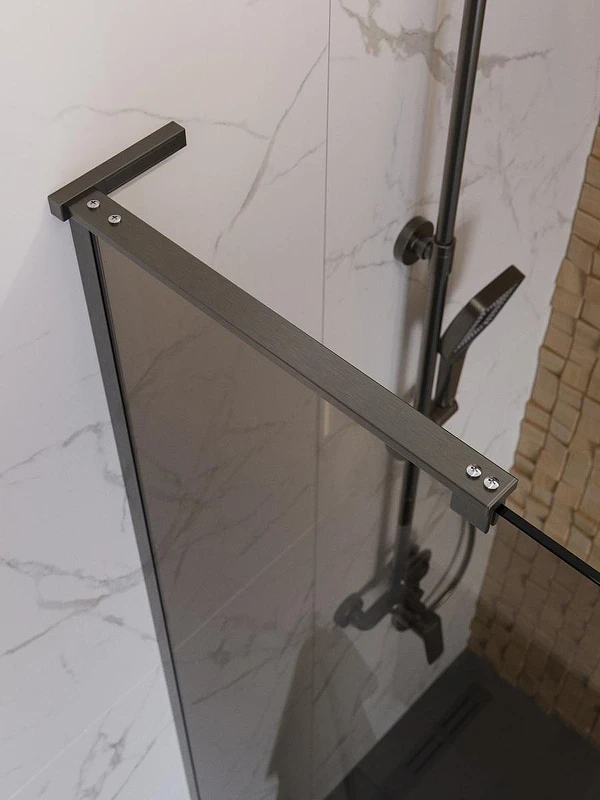 Душевая перегородка BelBagno Uno 90 UNO-L-1-TB-90-BR-GM профиль Оружейная сталь стекло тонированное