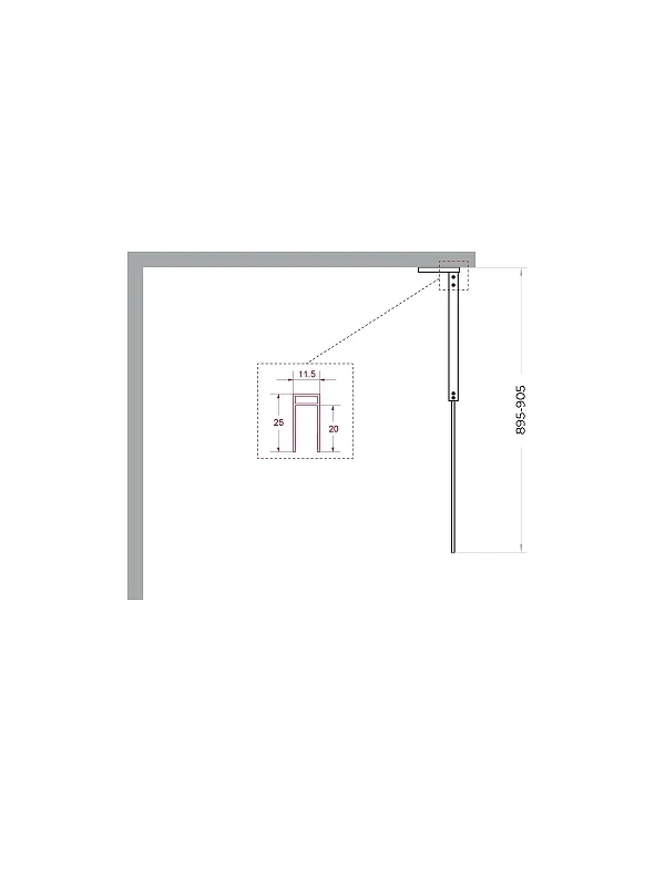 Душевая перегородка BelBagno Uno 90 UNO-L-1-TB-90-BR-GM профиль Оружейная сталь стекло тонированное