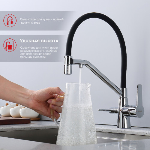 Смеситель для кухни Raglo R80.62 Хром Черный латунь