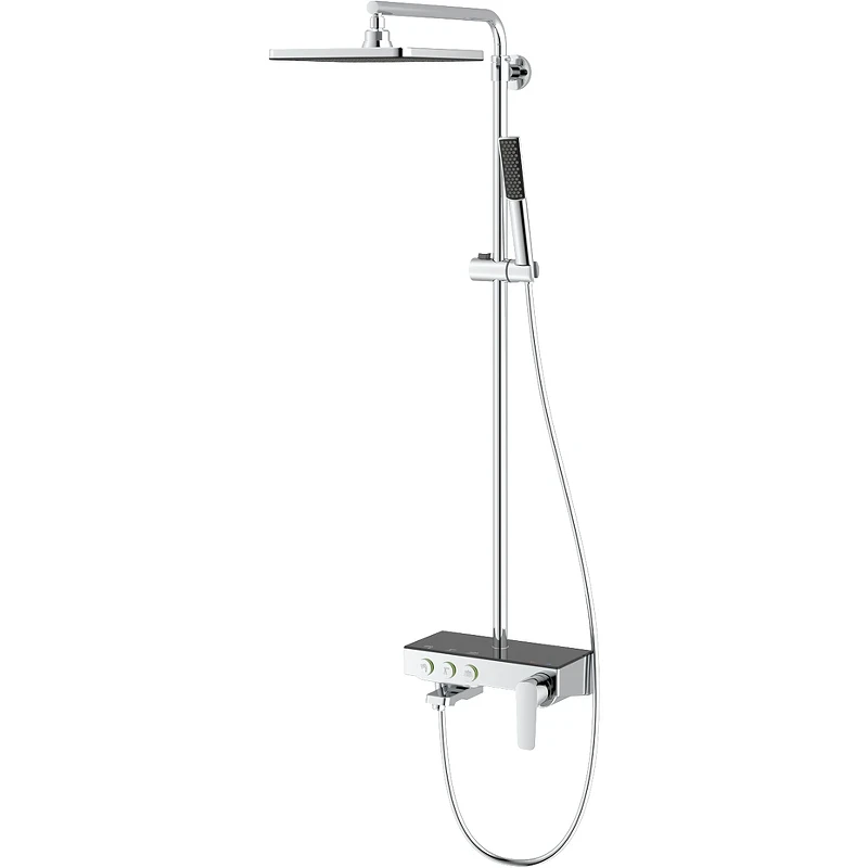 Душевая система Teska Niagara NG3501S с термостатом Хром Черное стекло нержавеющая сталь на стену