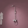 Душевая система Teska Niagara NG3501S с термостатом Хром Черное стекло нержавеющая сталь на стену