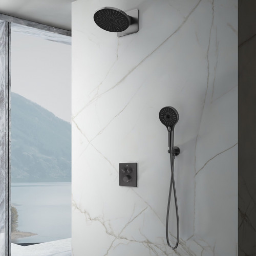 Душевая система Vincea Inspire VSFW-3I21MT5GM с термостатом Вороненая сталь латунь встраиваемый