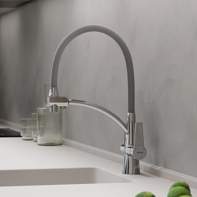 Смеситель для кухни Sancos Eri SC4001CH Хром Серый латунь
