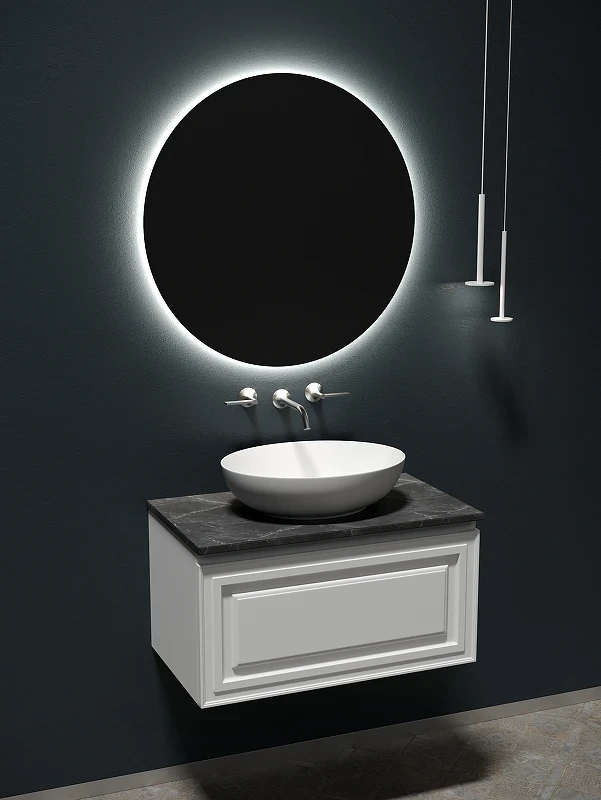 Столешница под раковину Sancos 80 TT80A1 Black Sky искусственный камень (литьевой мрамор)