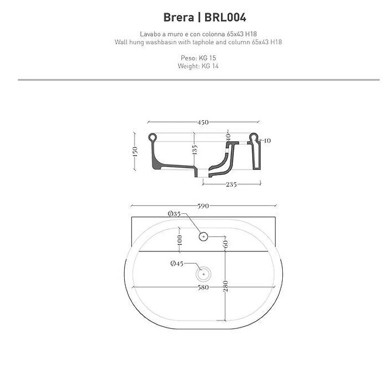 Раковина накладная Artceram Brera 59 BRL004 01 00 цвет Белый