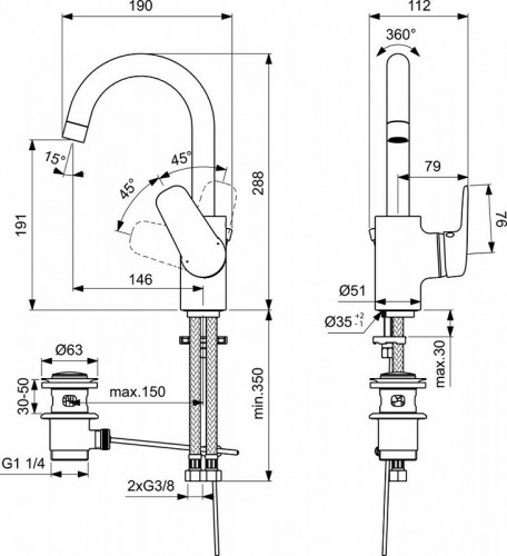 Смеситель для раковины Ideal Standard Ceraflex B1716AA Хром латунь