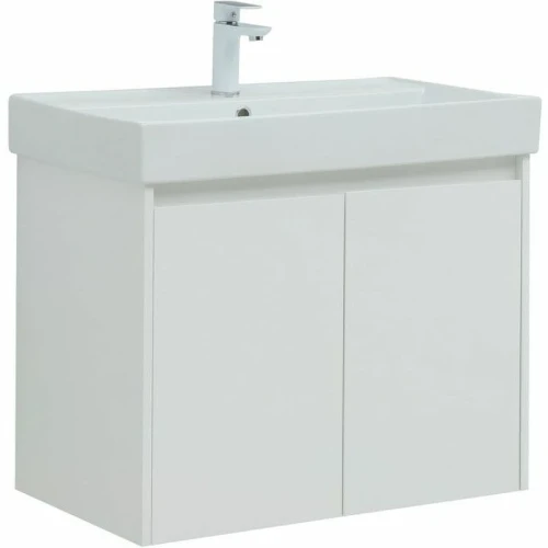 Тумба с раковиной Aquanet Nova Lite 75 302526 подвесная Белый глянец МДФ / ЛДСП
