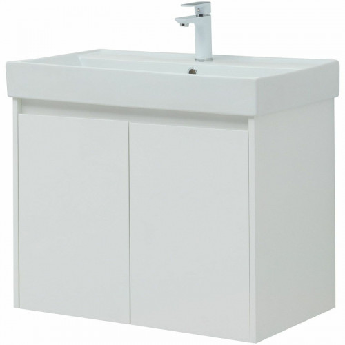 Тумба с раковиной Aquanet Nova Lite 75 302526 подвесная Белый глянец МДФ / ЛДСП