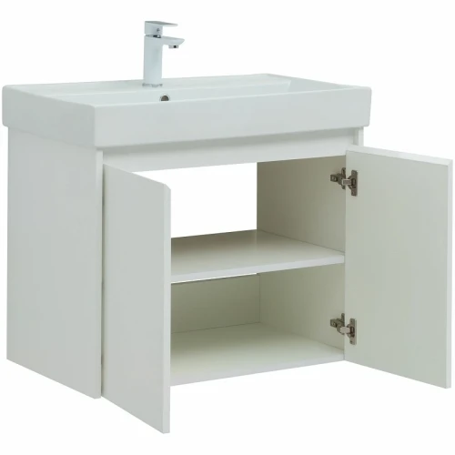 Тумба с раковиной Aquanet Nova Lite 75 302526 подвесная Белый глянец МДФ / ЛДСП