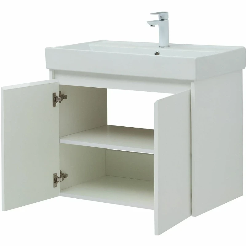 Тумба с раковиной Aquanet Nova Lite 75 302526 подвесная Белый глянец МДФ / ЛДСП