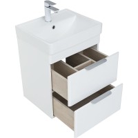 Тумба с раковиной Aquanet Ирис new 50 312422 подвесная Белый глянец МДФ / ЛДСП