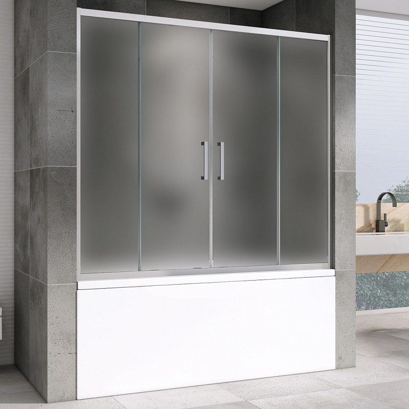 Шторка на ванну Abber Schwarzer Diamant 170х140 AG57170M профиль Хром стекло матовое