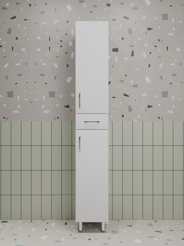 Шкаф пенал Style Line Эко Стандарт 30 ЛС-00002328 с бельевой корзиной Белый глянцевый МДФ / ЛДСП