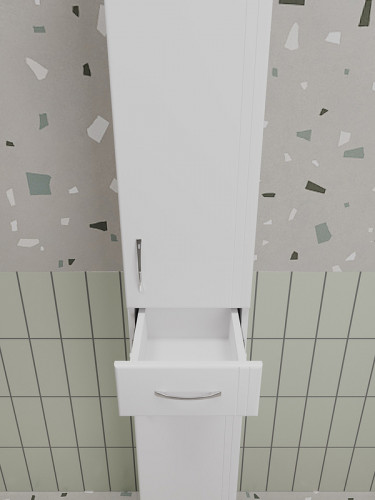 Шкаф пенал Style Line Эко Стандарт 30 ЛС-00002328 с бельевой корзиной Белый глянцевый МДФ / ЛДСП