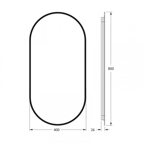 Зеркало Defesto Aura 40х80 DF 2932 с подсветкой 20W-3000K/Без выключателя/Теплый белый свет/Черная рама