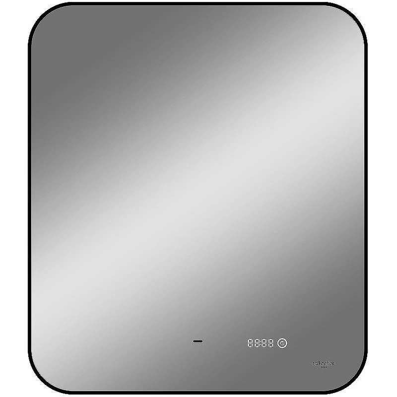 Зеркало Reflexion Black View 600х700 RF4002BV с подсветкой Черное с бесконтактным выключателем, диммером и часами