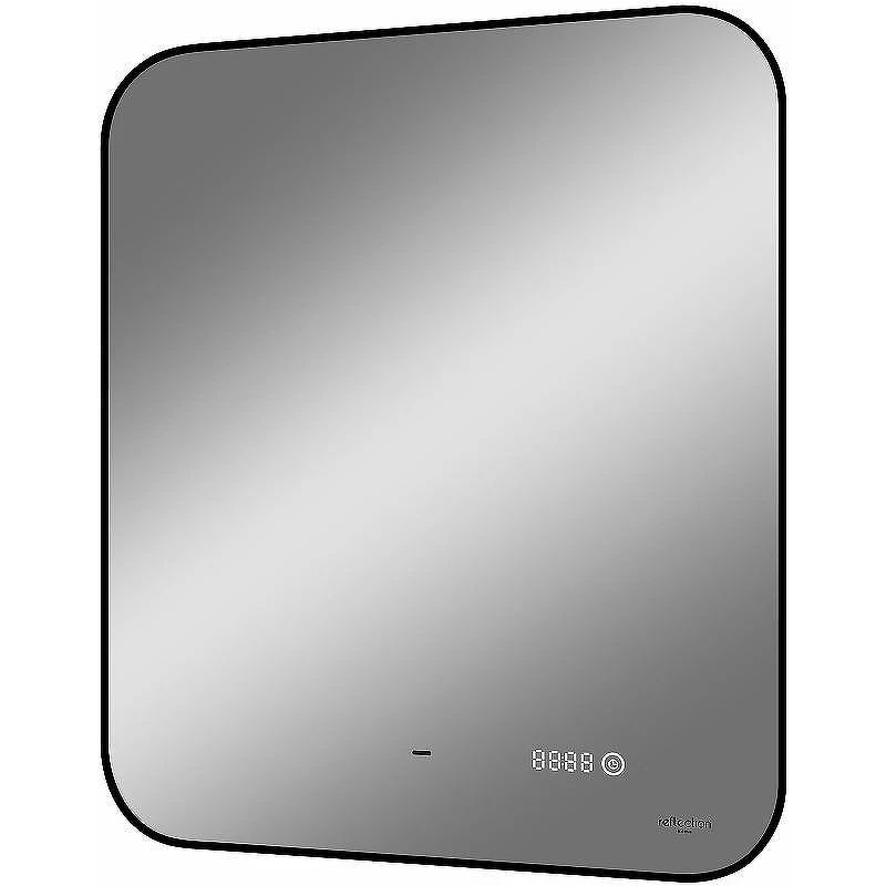 Зеркало Reflexion Black View 600х700 RF4002BV с подсветкой Черное с бесконтактным выключателем, диммером и часами