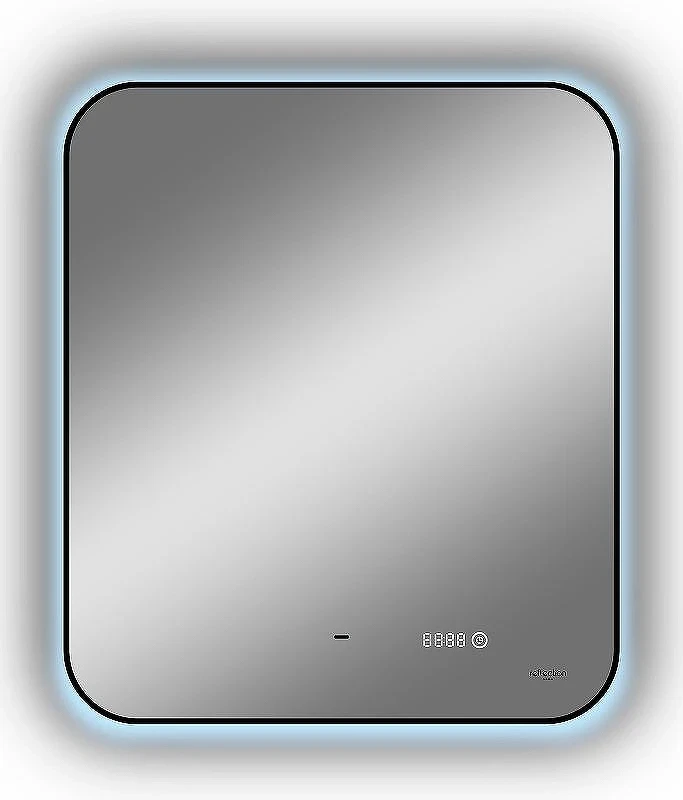 Зеркало Reflexion Black View 600х700 RF4002BV с подсветкой Черное с бесконтактным выключателем, диммером и часами