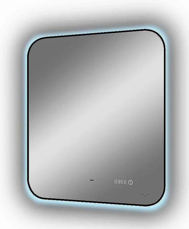 Зеркало Reflexion Black View 600х700 RF4002BV с подсветкой Черное с бесконтактным выключателем, диммером и часами