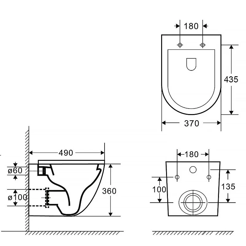 Унитаз Azario Grado AZ-0046-UQ3-MB подвесной цвет Черный матовый с сиденьем Микролифт
