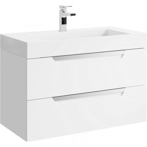 Тумба под раковину Aqwella Cube 90 CUB0109W подвесная Белая матовая МДФ / ЛДСП