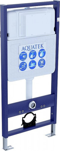 Комплект унитаза с инсталляцией Aquatek Set Aquatek Мия-014 4в1 цвет Белый с сиденьем Микролифт и клавишей смыва цвет Хром матовый