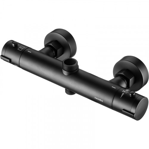 Смеситель для душа Swedbe Hermes 9022B с термостатом Черный матовый латунь на стену