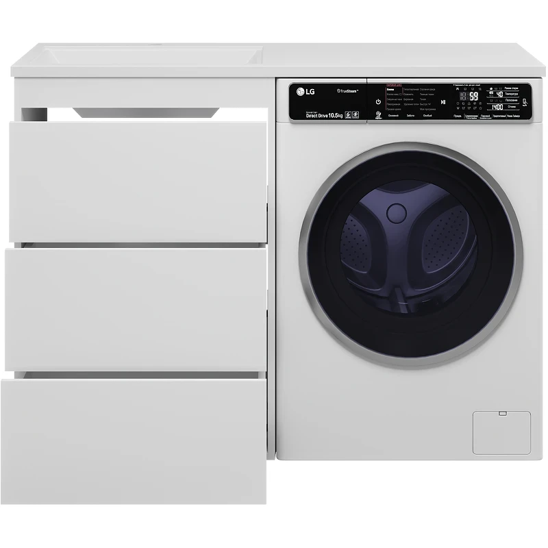 Тумба с раковиной Brevita Grafit 120 L УТ000014841 Белая матовая МДФ / ЛДСП