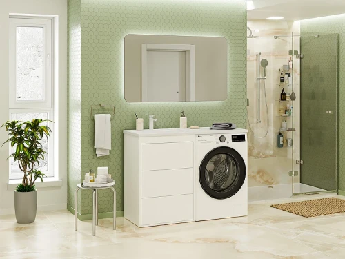 Тумба с раковиной Brevita Grafit 120 L УТ000014841 Белая матовая МДФ / ЛДСП